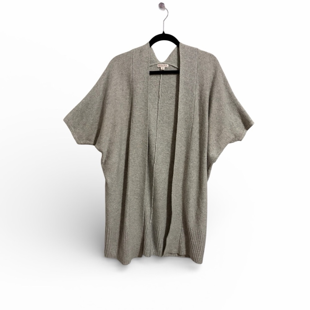 Merona Gray‎ Open-Front Cardigan Kimono Poncho Lagenlook Size Medium Relaxed Fit